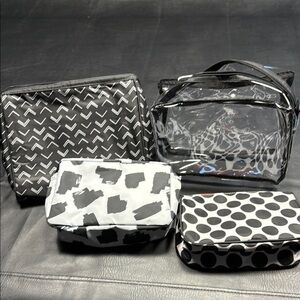 Thirty-One Black and White Cosmetic Bags Set